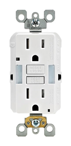 Leviton GFNL1-00W SmartlockPro 15 Amp 125V Duplex White GFCI Outlet 5-15R