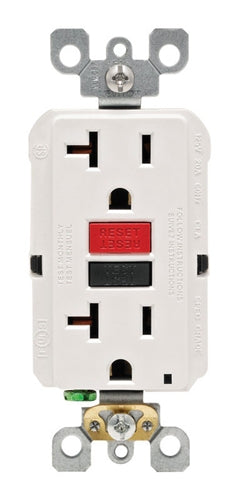 Leviton SmartlockPro 20 Amp 125V Duplex GFCI Outlet w/Red & Black Test Buttons 5-20R GFNT2-R