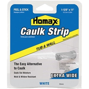 Homax 1-5/8" x 11' White Tub & Wall Fixture Caulk Strip 34040