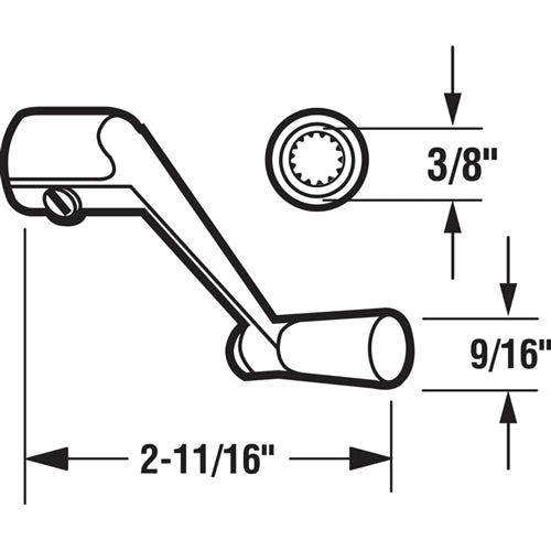 Prime Line Painted Silver Aluminum Single-Arm Casement Operator Crank Handle for Universal H 3533