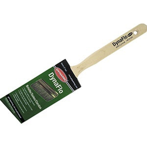 Dynamic DynaFlo Angled Black Bristle Paint Brush with wooden handle.