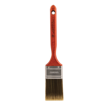 Wooster Super/Pro Badger Paint Brush J4102 with Gold nylon/sable polyester bristles and walnut finished wood handle.