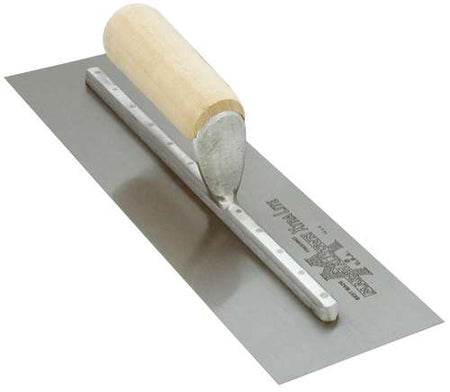 Marshalltown 12" High Carbon Steel Finishing Trowel with Straight Wood Handle