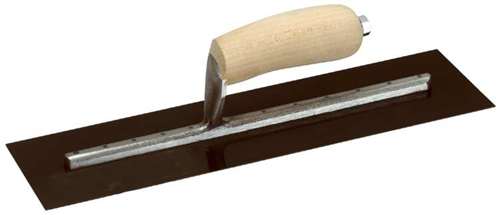Marshalltown Blue Steel Finishing Trowel with Curved Wood Handle