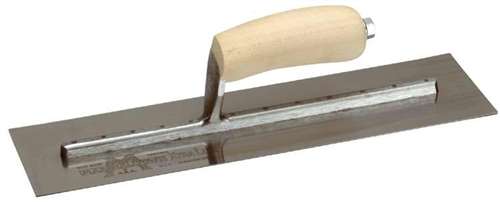 Marshalltown Bright Stainless Steel Finishing Trowel with Curved Wood Handle