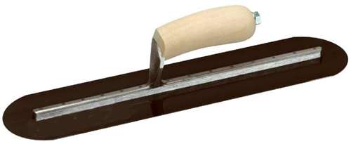Marshalltown Fully Rounded Blue Steel Finishing Trowel with Curved Wood Handle