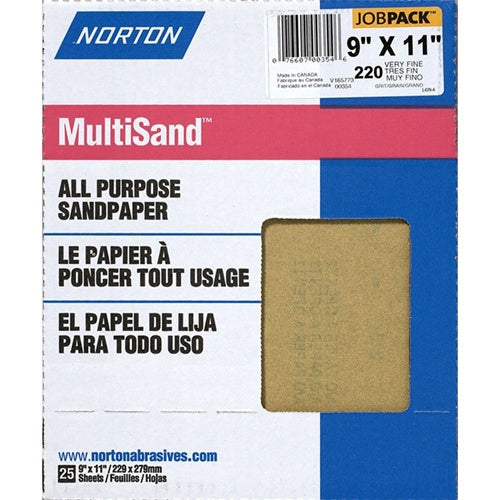 Norton 9" X 11" Multisand All Purpose Sandpaper Pack of 25
