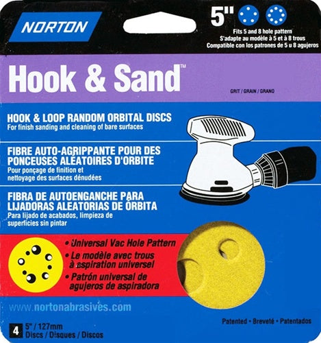 Norton 5" X 5 & 8 Hole Universal Vac Hole Sand Disc 4 Pack