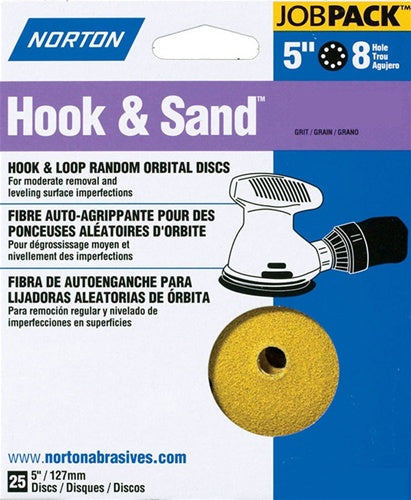 Norton 5" X 8 Hole Hook & Sand Disc 25 Pack