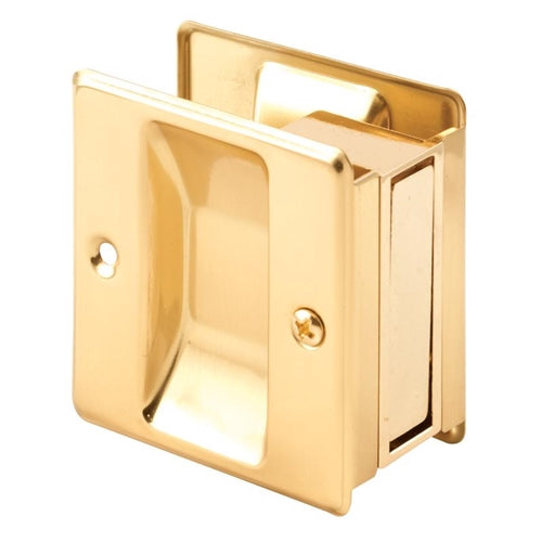 Prime-Line Polished Brass Pocket Door Privacy Lock and Pull N 6770