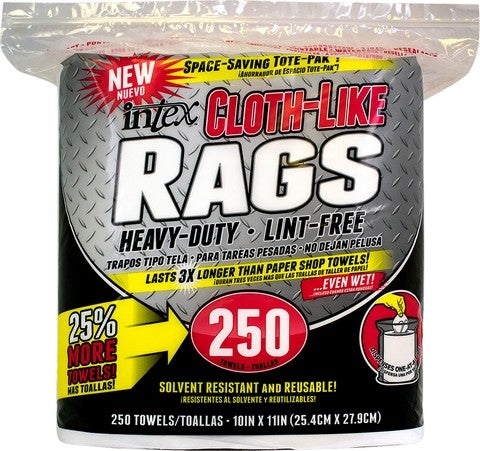 Intex White Heavy Duty Cloth-Like Rags 250 Count NW-99965-W ...