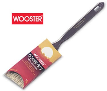 Wooster Golden Glo AS Paint Brush with Gold nylon/sable polyester bristles.
