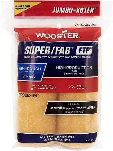 Wooster Closed-End Jumbo-Koter Super/Fab FTP™ Mini Roller Cover 4-1/2-Inch x 1/2-Inch Nap