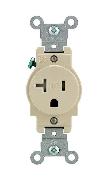 Leviton 20 Amp 125V Tamper-Resistant Single Receptacle T5020 Ivory