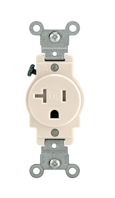 Leviton 20 Amp 125V Tamper-Resistant Single Receptacle T5020 Light Almond