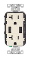 Leviton 3.6A USB Type-A/Type-A Wall Outlet Charger with 20A Tamper-Resistant Receptacles T5832