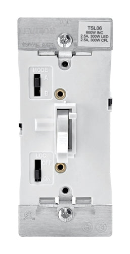 Leviton TSL06 Universal Dimmable LED, CFL, Incandescent and Halogen Toggle-Slide Dimmer White