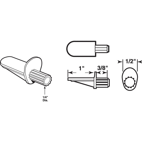 Prime-Line 1/4 Inch Diameter Clear Plastic Shelf Support Peg 12-Pack U 9256